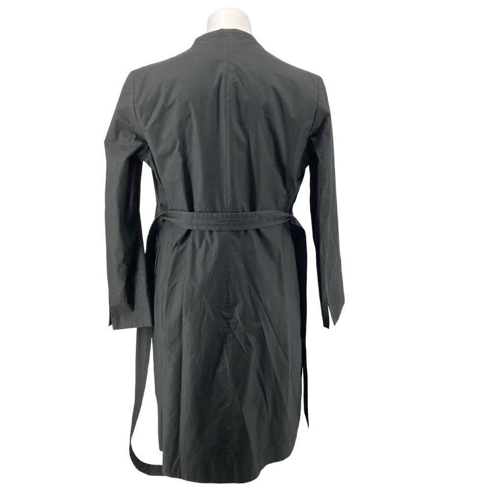 Banana Republic Black Cotton Belted Trench Coat Open Front Gold Lined Medium - Picture 7 of 16